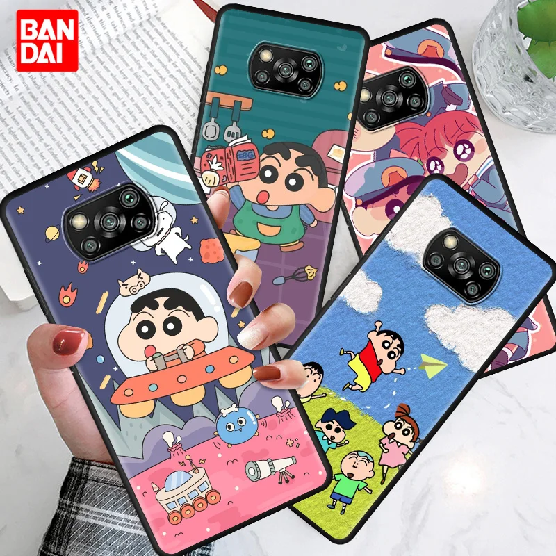 

Crayons Shin-Chan Anime Case for Xiaomi Poco X3 NFC F3 M3 11t 11 Lite Ultra Redmi Note 10s 10t Pro Plus 5G Black Cover Silicone