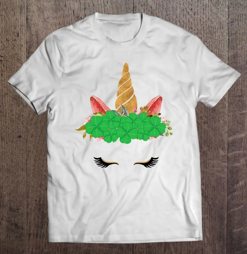 

Лицо единорога St. Футболка для девушек на день Патрика с принтом шамрок, мужские футболки, футболки оверсайз, футболки с графическим принтом...