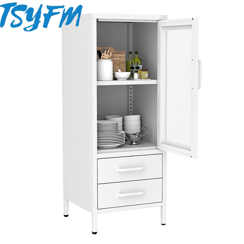

Net Door Cabinet,metal Door Cabinet Living Room Cabinet/dining Room Sideboard With 2 Drawers Stylish Bookcase Storage Cabinets