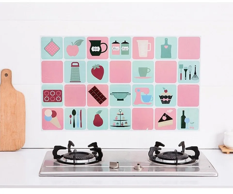 

Kitchen oil-proof Sticker Waterproof Cooktop With Waterproof And Oilproof Tile Wall Sticker Countertop Self-adhesive Household