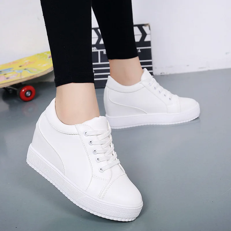 Hot White Hidden Wedge Heels sneakers Casual Shoes Woman high Platform Shoes Women's High heels wedges Shoes For