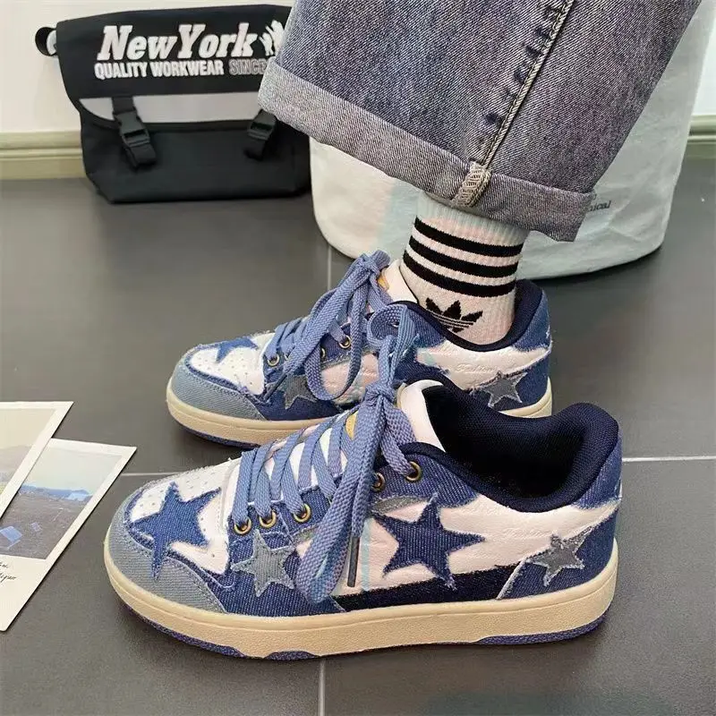 Star board shoes women's shoes versatile casual denim sneakers flat shoes