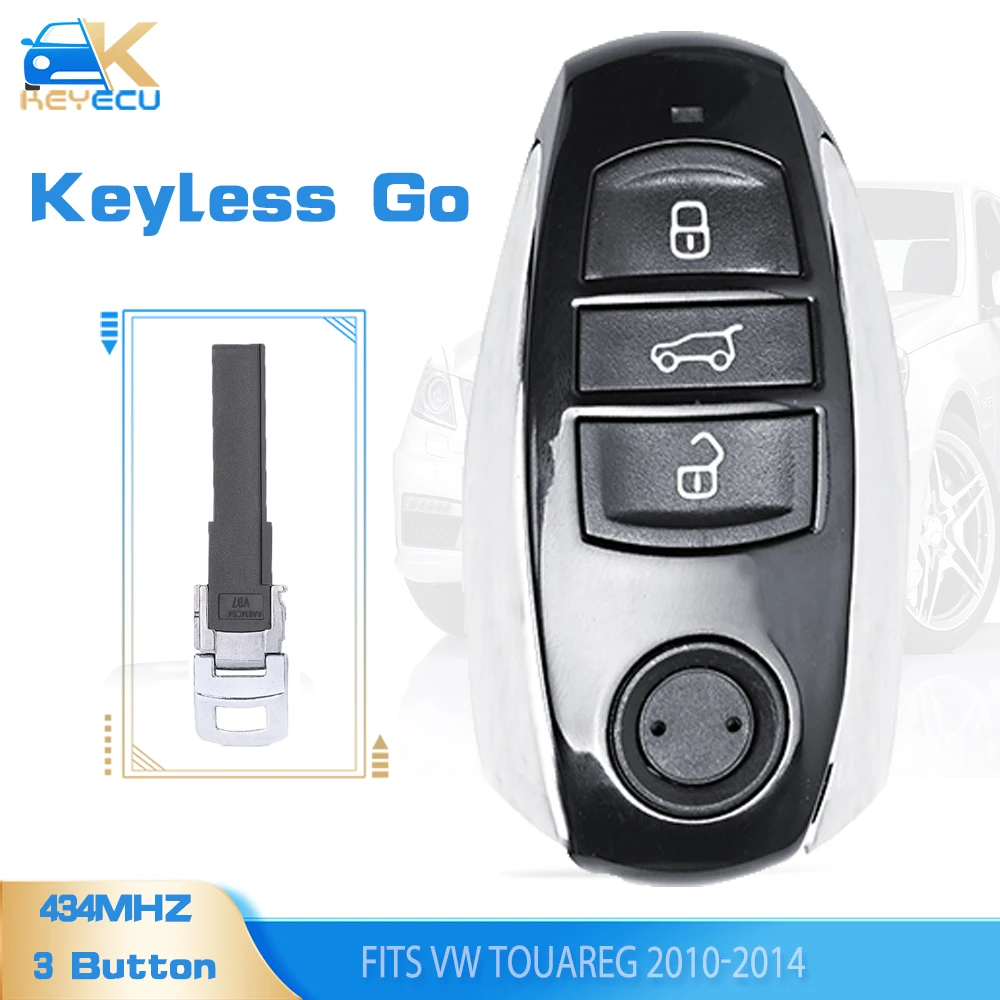 

KEYECU Keyless Go 434MHz 3 Button Proximity Smart Keyless entry Fob for VW Touareg 2010 2011 2012 2013 2014