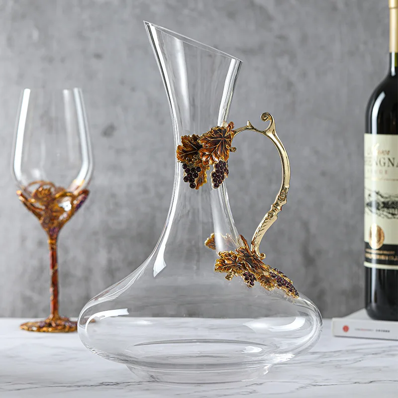 

Французский Ретро-графин с эмалью, Набор бокалов для вина, Хрустальный графин, альлокатор для красного вина, кухонная посуда для напитков, домашний диспенсер для напитков
