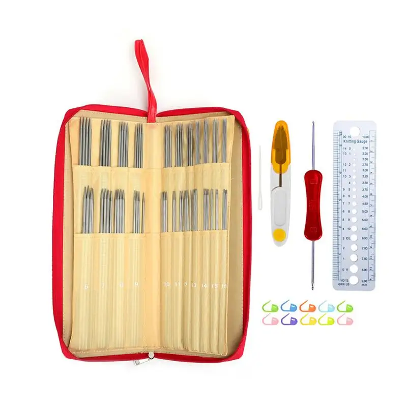 

Stainless Knitting Needle Set Straight Single Pointed Stainless Steel Sweater Needles Set Knitting Needles Kit With Needles
