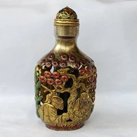 china elaboration tibetan silver statue inlay gems snuff bottle metal crafts home decoration37