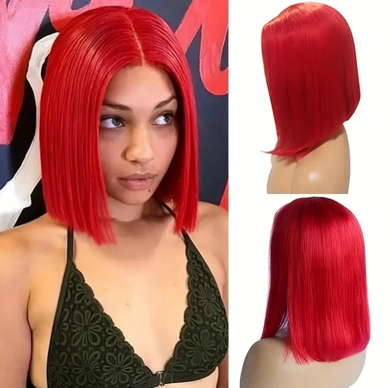 

Парик Red Bob, прямые человеческие волосы, короткие парики боб на сетке для черных женщин, бразильские предварительно выщипанные человеческие волосы, парики на продажу, парики на сетке