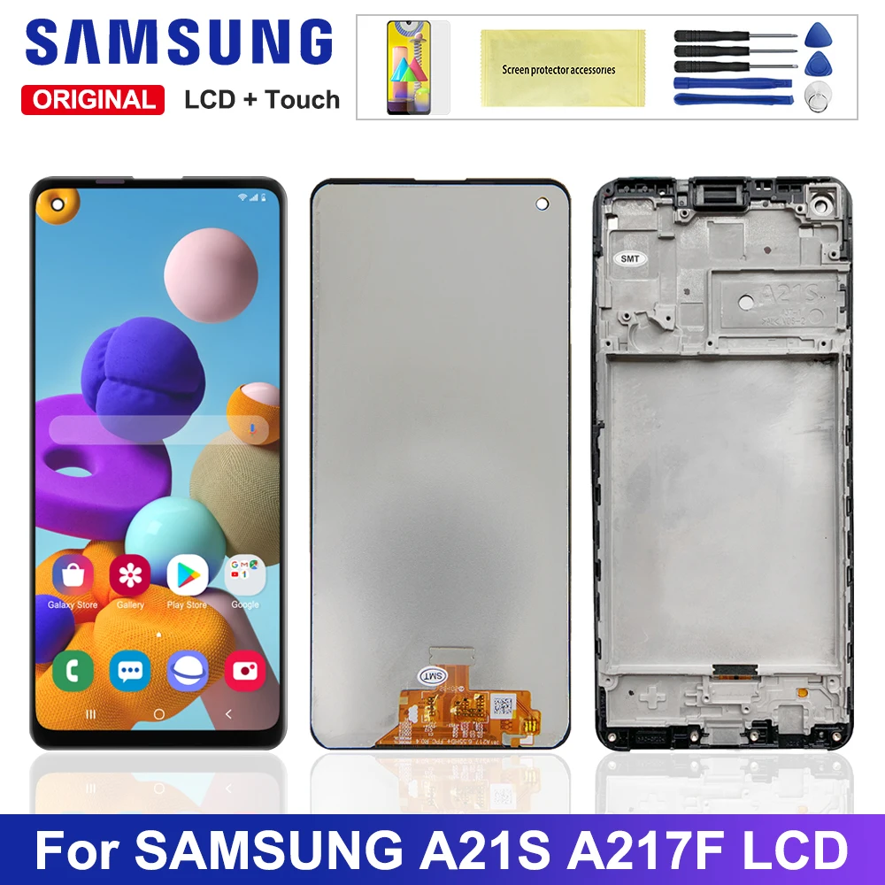 

Original 6.5'' Display For Samsung Galaxy A21s A217 LCD Display Screen Digitizer Assembly With Frame For A21s A217 SM-A217F