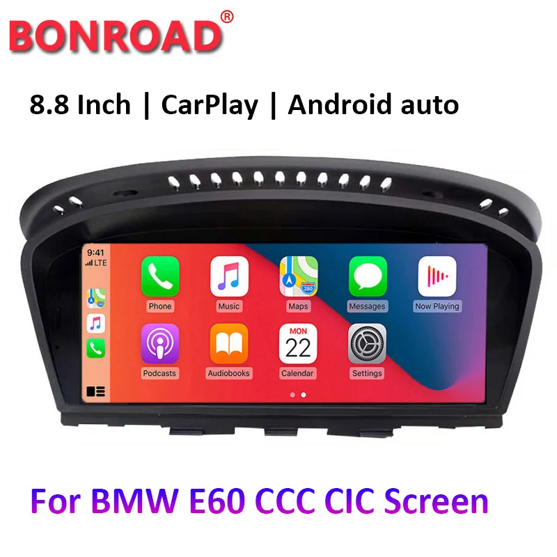 

Bonroad 8.8 " Wireless Apple CarPlay Android Auto Car Multimedia Player For BMW 5 Series E60 CCC/CIC (2005-2010) Head Unit Radio