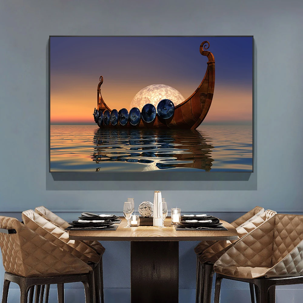 

Creative Landscape Canvas Painting Print Sailboat Sailing on the Sea Wall Art Picture for Living Room Home Decor