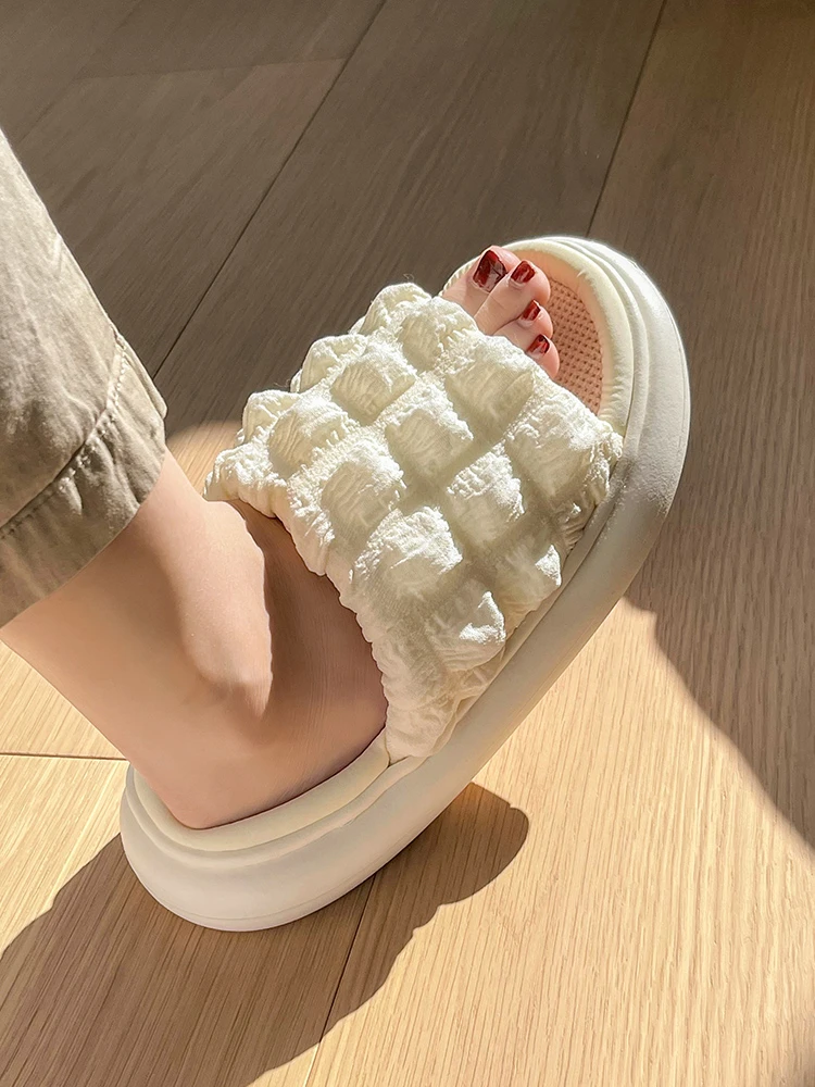 

Ladies Indoor Slippers Linen Cushion Flat Shoes Ladies Luxury Fluffy Slippers Open Toe Sandals Non-Slip Girls Shoes 3 colors