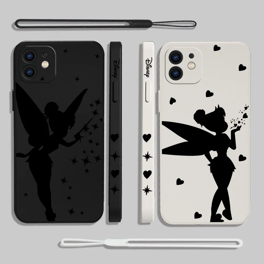 

Disney Tinkerbell Silhouette Phone Case For Samsung A81 A53 A50 A12 A22S A52 A52S A51 A72 A71 A32 A22 A20 A30 A21S With Lanyard