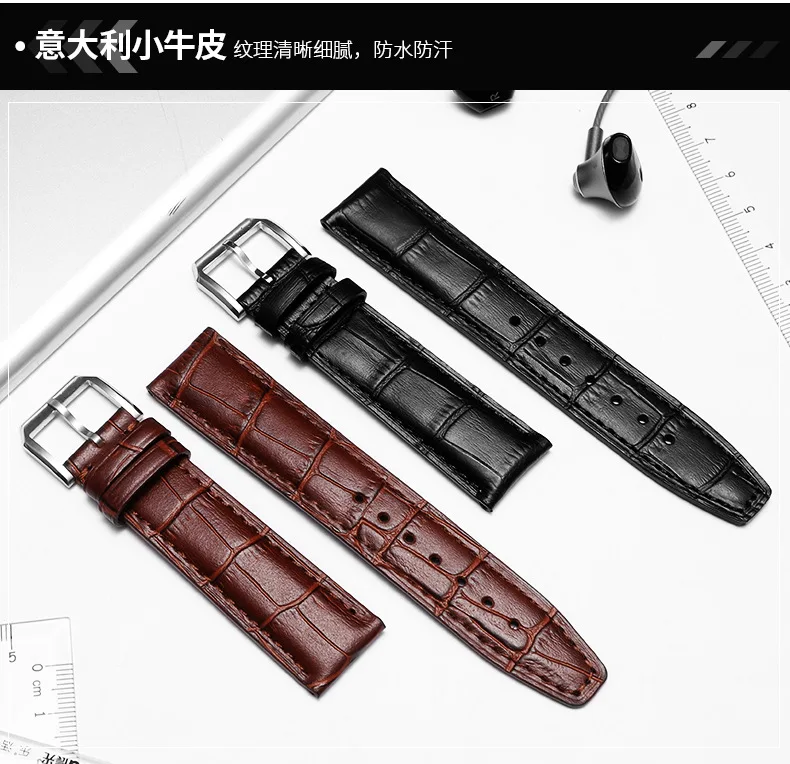 Genuine Leather Watch Strap 20/22mm Leather Strap For Portugieser Chronograph Portofino Watch Accessories Folding Clasp