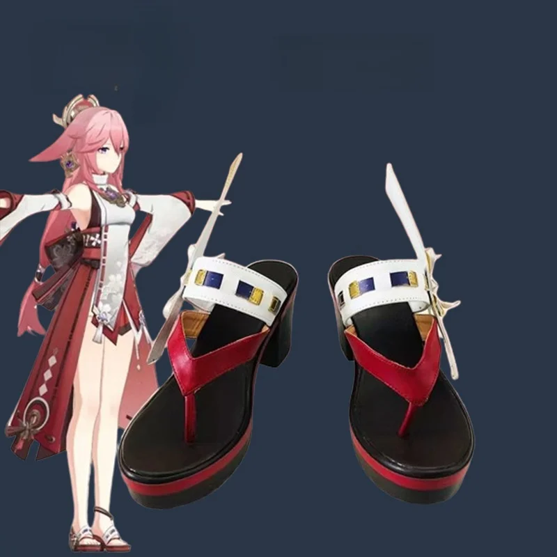 GenshinImpact Yae Miko Обувь для косплея Аниме Китайский стиль Сапоги игры на Хэллоуин