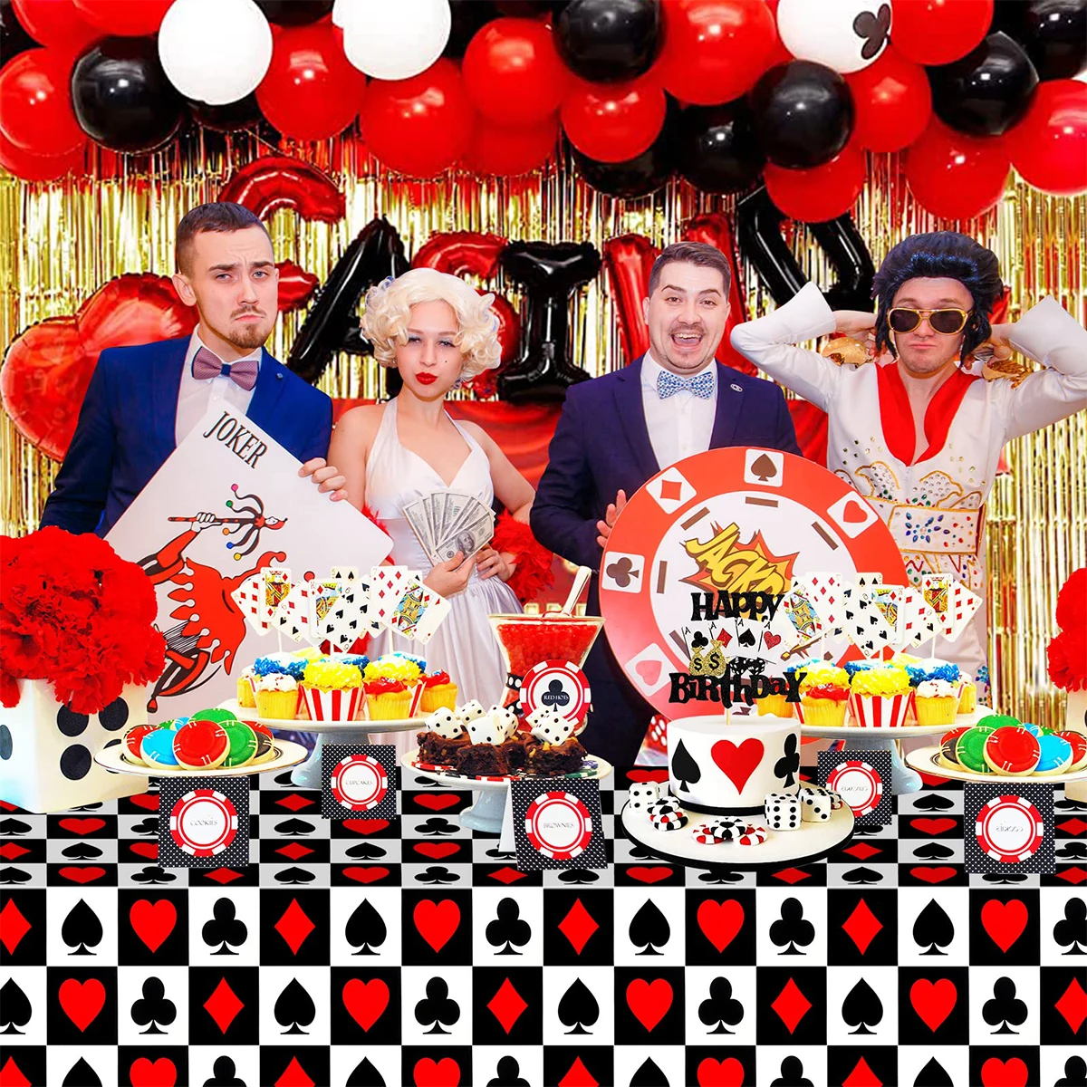 Скатерть в стиле покера украшения для 1-й вечеринки честь Дня Рождения чехол