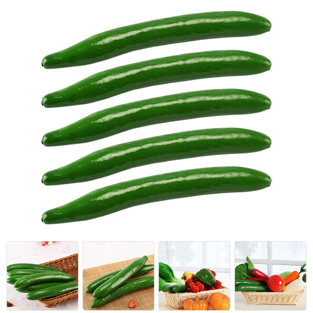 

5 Pcs Decorations Cucumber Model Artificial Lifelike Green Adornment Simulation Vegetable Models Kitchen