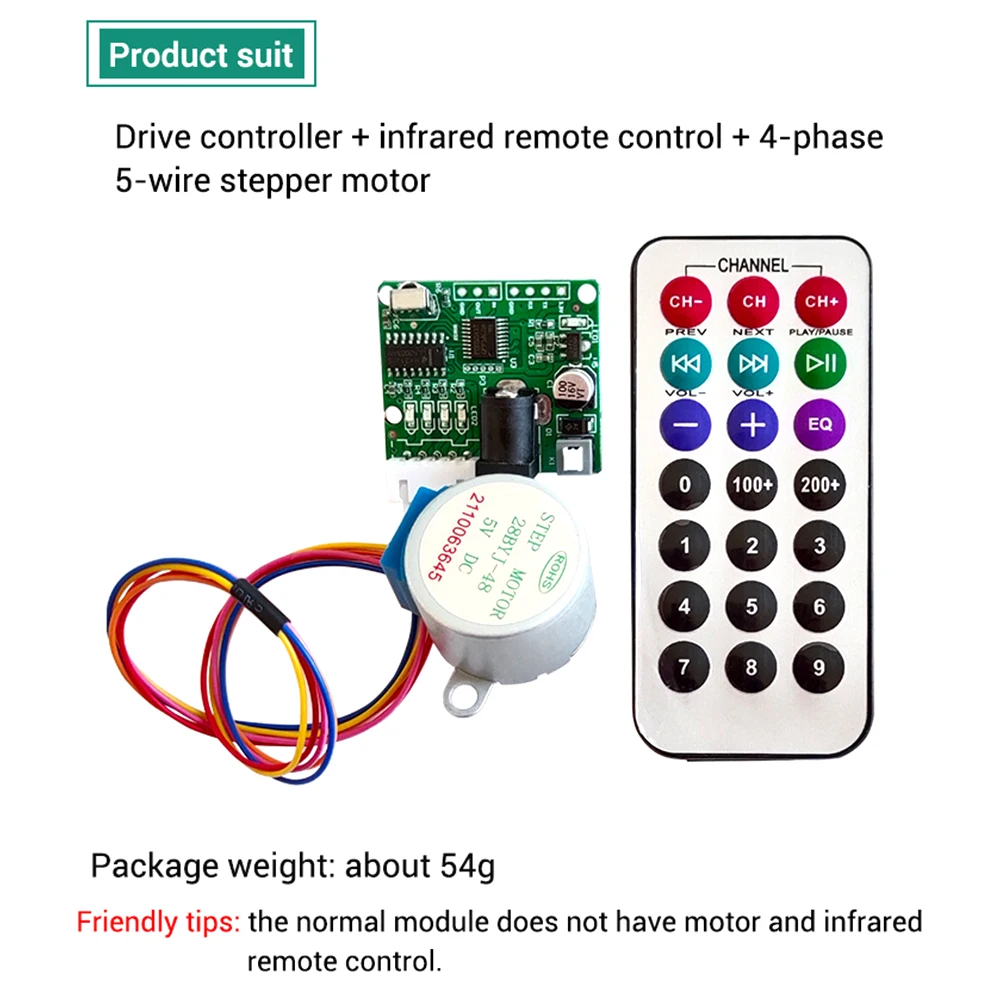 

5V 4-Phase 28BYJ-48 DC Gear Step Stepper Motor + ULN2003 Driver Board ULN2003 PIC MCU DIY +Remote Control