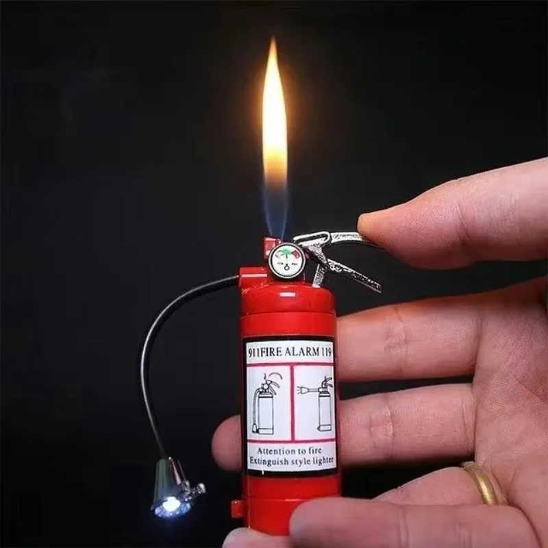 

Fire Extinguisher Lighter Flash Light Lighters Portable Gas Inflated Cigarette Lighter with LED Light Unique Smoking Accessories