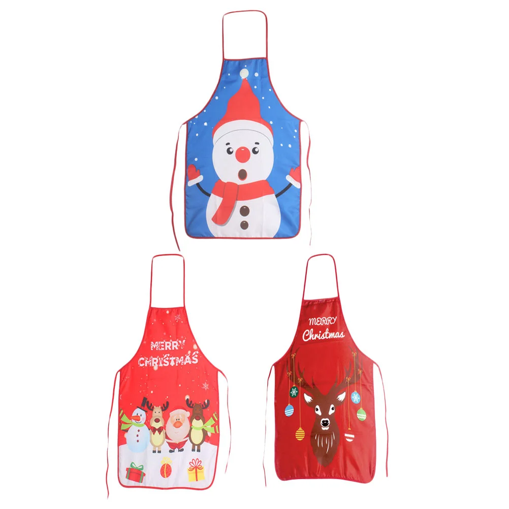 

Christmas Apron Aprons Cookingwomen Party Kitchen Baking Santa Holiday Adult Housewares Claus Chef Bib Dinner Cartoon Snowman