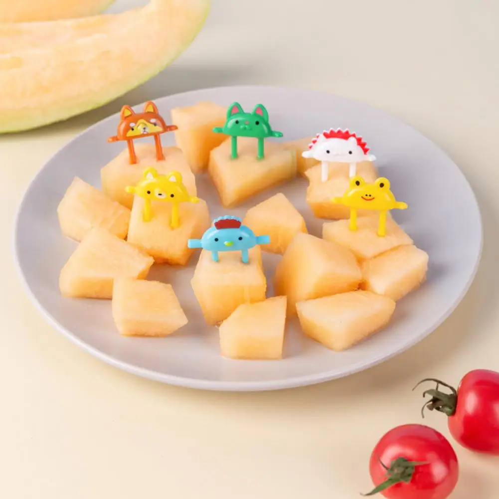 

6Pcs Fruit Fork Non-slip Reused Food Grade Cartoon Decorative Cute Mini Bento Sticks for Home