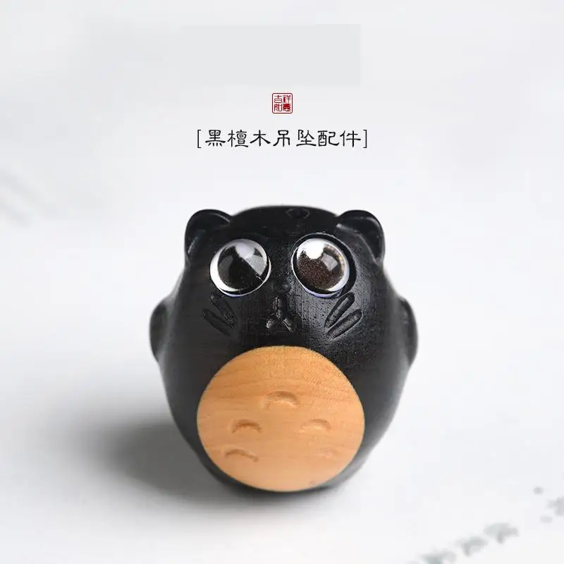 

Украшения из черного сандалового дерева, инкрустированный котом бокса, милая мультяшная цепочка для телефона, брелок, аксессуары