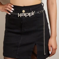 letter chain belt for women designer brand metal waist chain fashion female dress skirt jeans decorative accessory