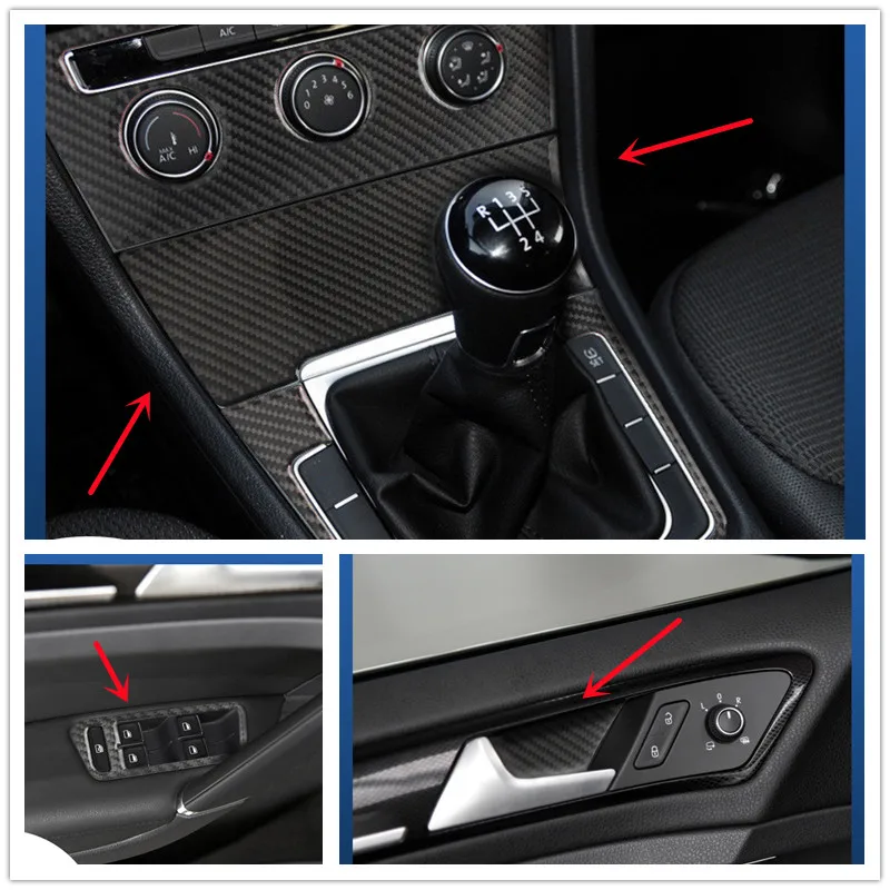 

Real Carbon Fiber Car Interior Decoration Stickers For Volkswagen VW Golf 7 Center Console Cover Trim Car Inner Accessories