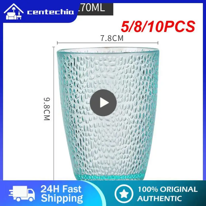 

5/8/10PCS Suit Restaurant Tea Cup Color Water Cup Transparent Creative Drink Cup Kitchen Accessories 2023 Beer Cup