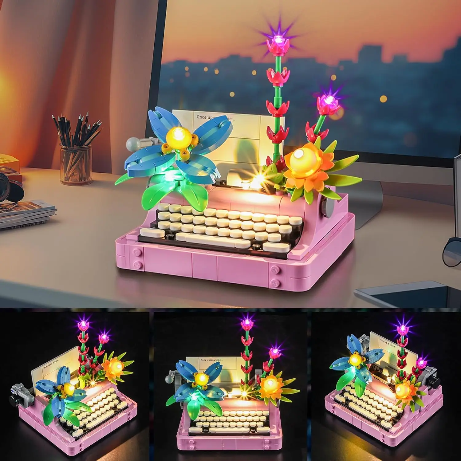 Фото Светодиодное освещение HPROSPER 5 В (без модели) для пишущей машинки LEGO 31169 с цветами, светящиеся строительные блоки с батарейным блоком №2