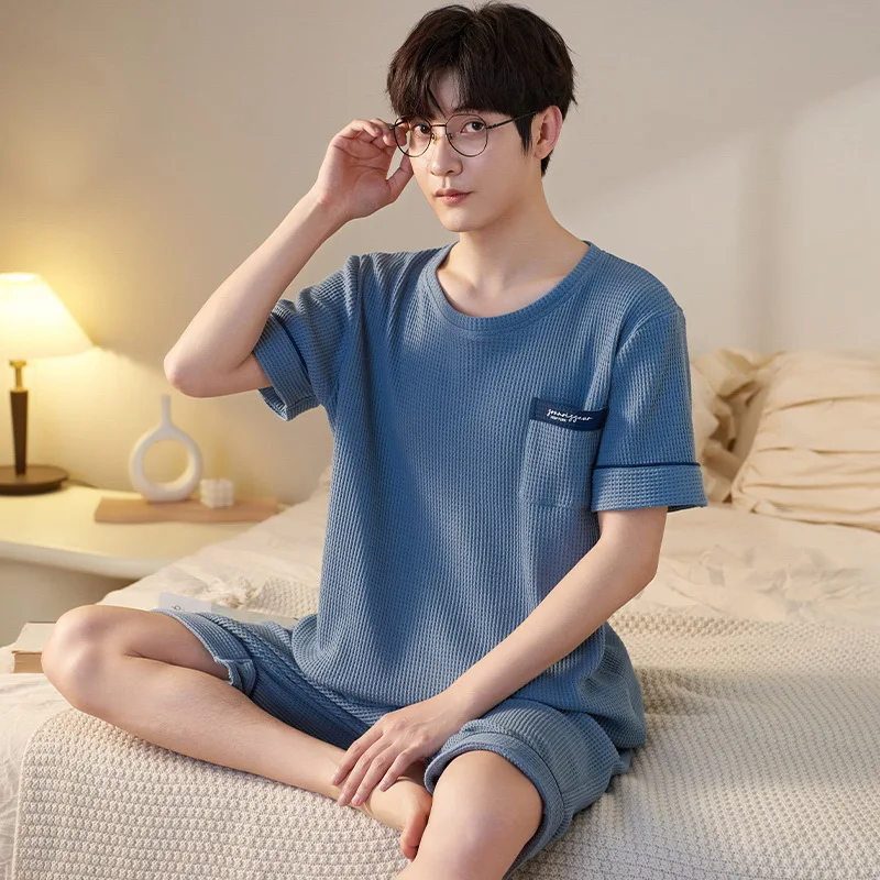 Summer Cotton Couples Nightwear Korean Casual Homewear For Men Women Short Pajamas Set Female Male Shorts T Shirt Pjs