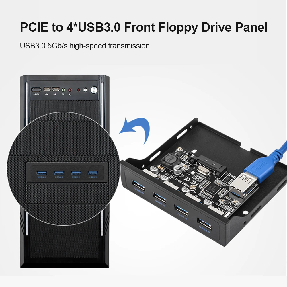 DIY 5 Гбит/с PCI-E 1X к USB 3 0 ПК Кронштейн передней панели 4 порта PCIe адаптер