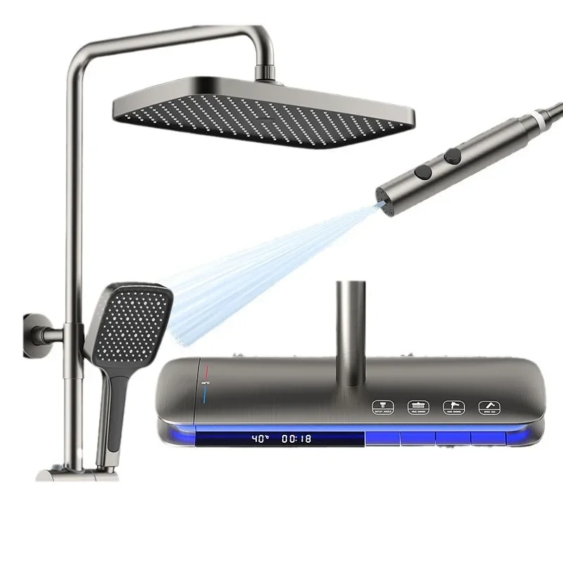 Deao новый дизайн фортепиано душевая система смеситель для ванной комнаты черный