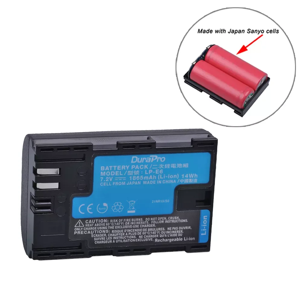 

DuraPro LP-E6 LP-E6N LP E6 Rechargable Battery Made With Japan Cells For Canon EOS 5D Mark II III 5DS R 6D 7D 70D 80D 90D XC10