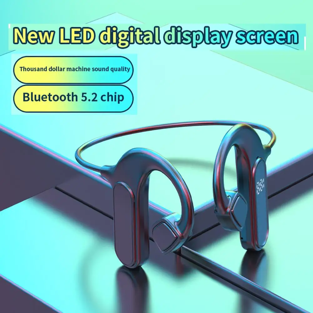 

Bluetooth 5,0 наушники с костной проводимостью, светодиодный цифровой дисплей, беспроводная спортивная водонепроницаемая гарнитура с крепление...