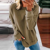 womens pullover 2022 spring autumn new sweatshirts ladies solid colour casual long sleeve round neck top fashion female clothes
