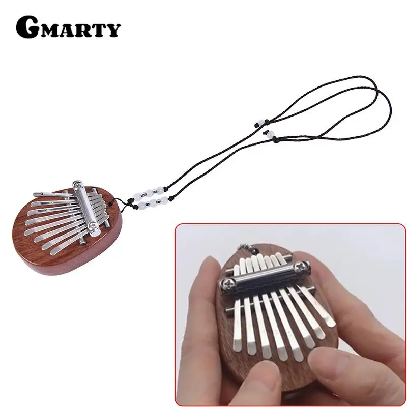 

1PC 8 Key Wooden Small Wearable Musical Instrument Pendant Mbira Gift Finger Piano Mini Kalimba Thumb Piano For Adult Kids Gifts