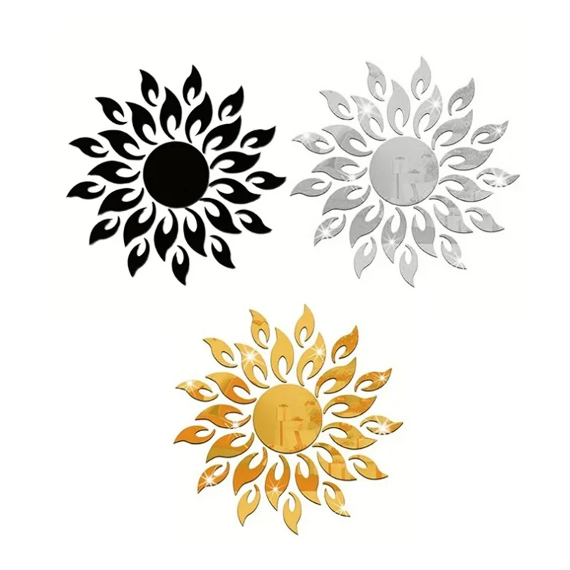 Зеркальный Подсолнух искусство съемная настенная наклейка домашнее украшение