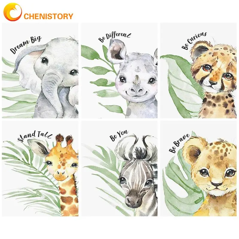 

CHENISTORY 60x75cm Paint By Numbers Hand Painting Coloring By Numbers Cute Animals Number Painting Adults Crafts Home Decor