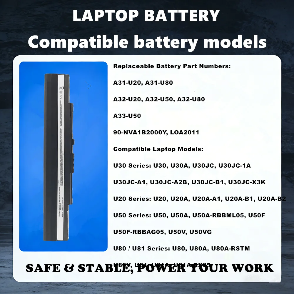 Фото Аккумулятор для ноутбука A32‑UL30 A42‑UL30 A32‑UL50 A42‑UL50 A32‑UL80 для ASUS UL30A UL30VT UL50A UL50VT UL80V U30J U30JC U33J U35J U43J №3
