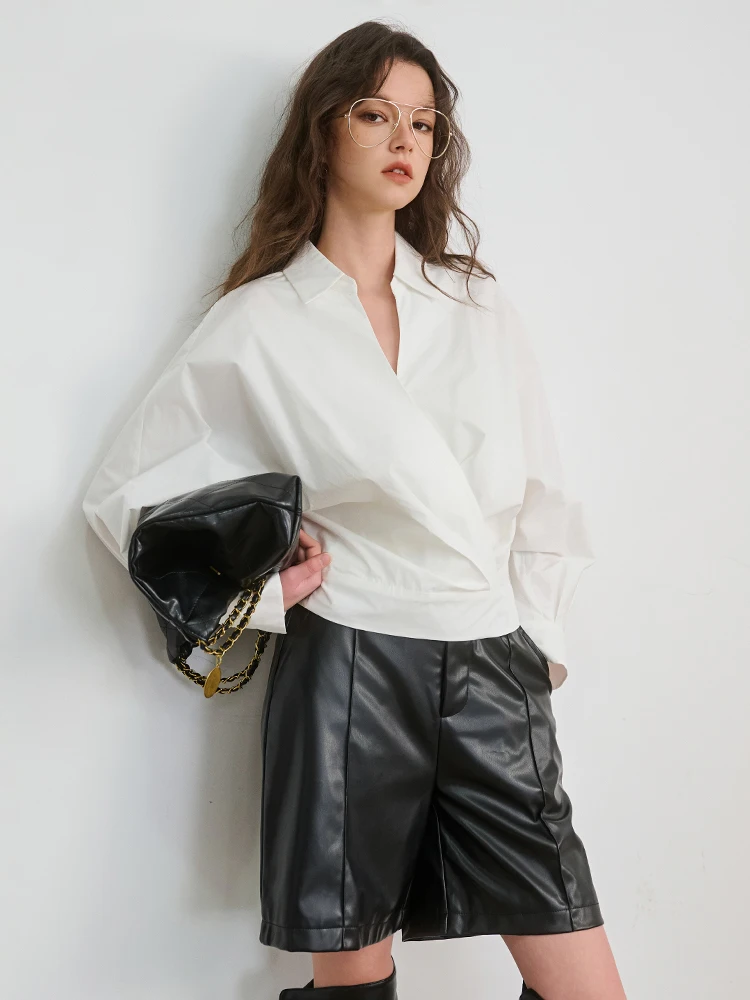 Базовый дом/Baijiahao 00% хлопок молодые ветровые рубашки с лацканами женские весенние