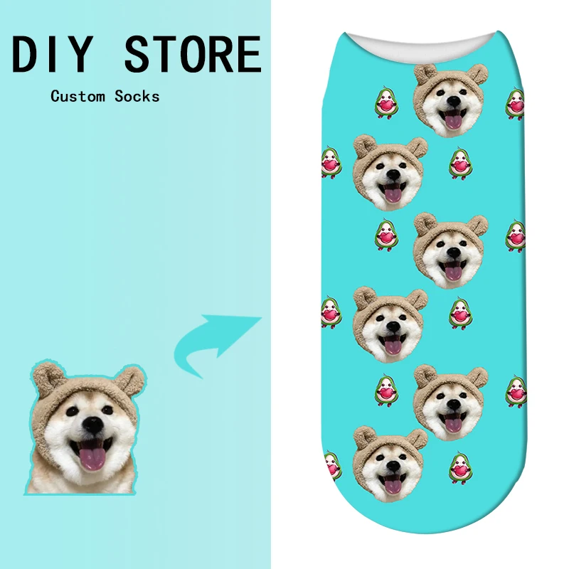 

3D Customized Friends Face Printed Short Socks for Men Women Fashion Funny Socks DIY Avocado Design Socks Drop Shipping