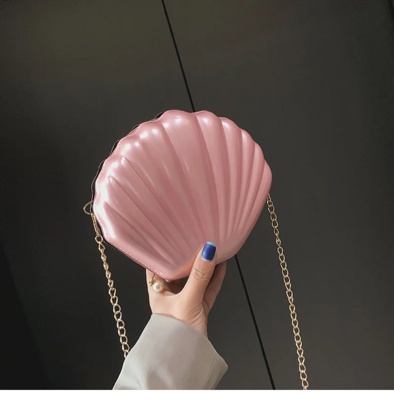 

2023 New Brand PVC Crossbody Bag Design Sweet Shell Chain Shoulder Bag Clutch Bag Girl's Messenger Bag Handbag