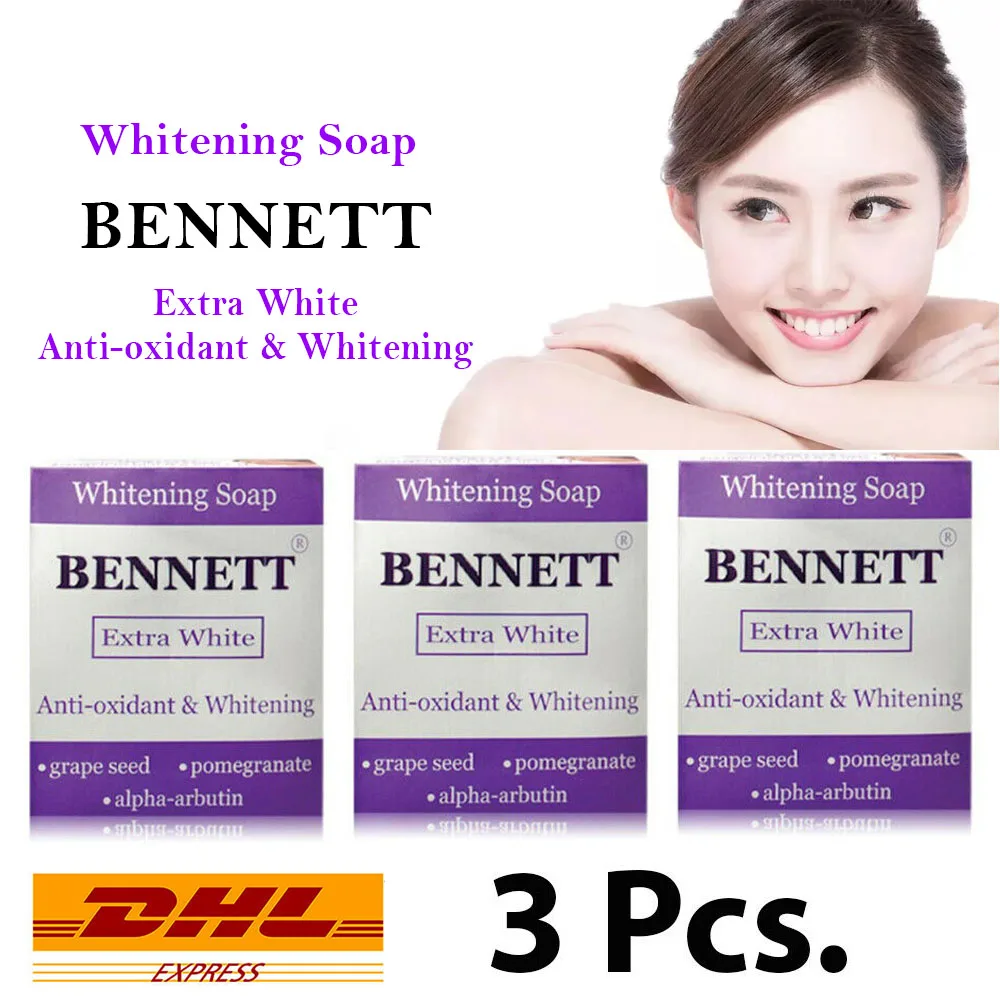 3 x BENNETT Extra White Anti-Oxidant Alpha Arbutin Body Skin Whitening Soap Brighten  fades skin tone clears blemishes