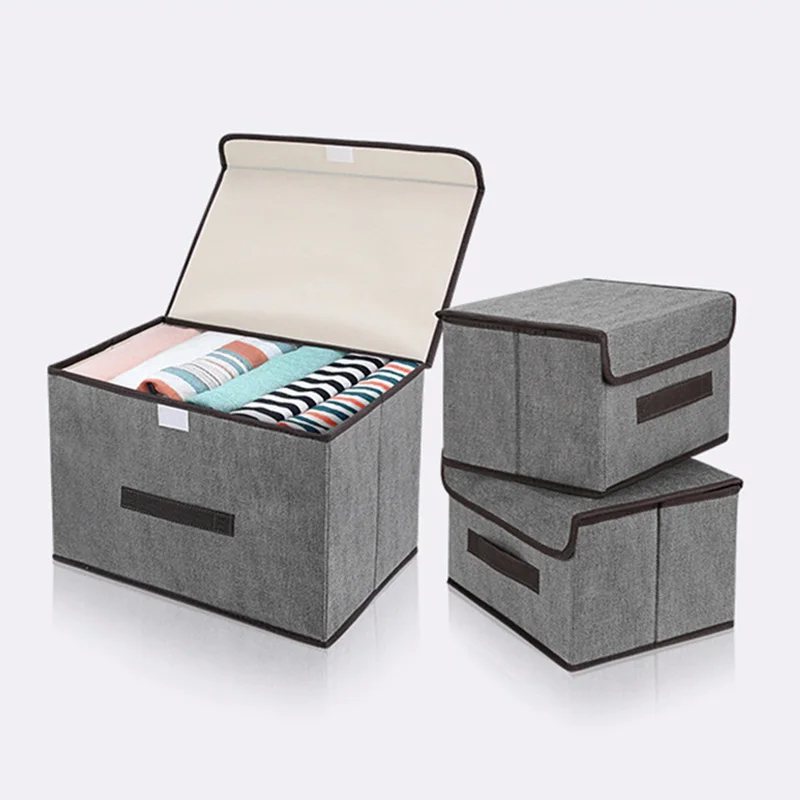 

Складная коробка для хранения из нетканого материала, 2 шт., серые товары для дома, одежда, нижнее белье, носки и Детская косметика