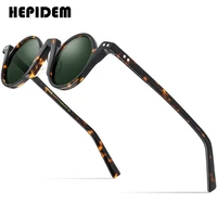 hepidem acetate polarized sun glasses men 2022 new retro vintage round sunglasses for women shades 9173t