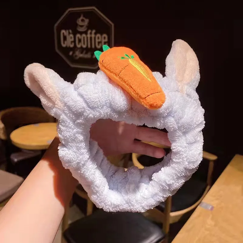 

Fashion Plush Panda Headbands Cute Elastic Coral Fleece Headwrap for Makeup Shower and Facial