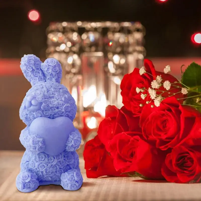 

Valentine's Day Silicone Molds 3D Rose Rabbit Shaped Candle Making Mould DIY Resin Crafts Mold For Making Candle Soap Decoration