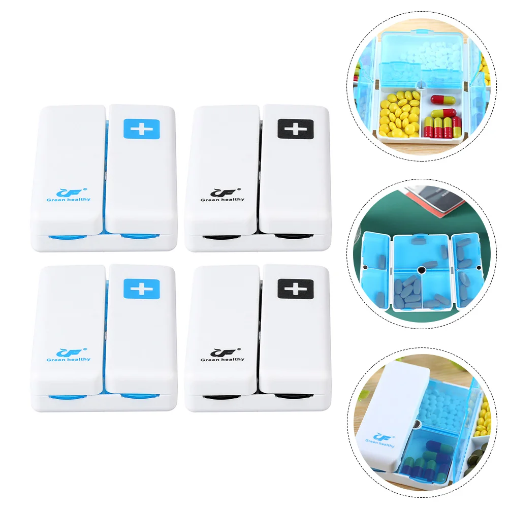 

4pcs Portable Foldable Storage Box 7 Grids Folding Case Travel Box Weekly Organizer Organizer Container Holder