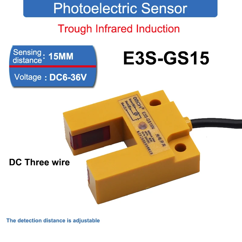 

E3S-GS15 15MM Sensing Distance Trough Infrared Induction Photoelectric Sensor Switch DC6-36V NPN/PNP