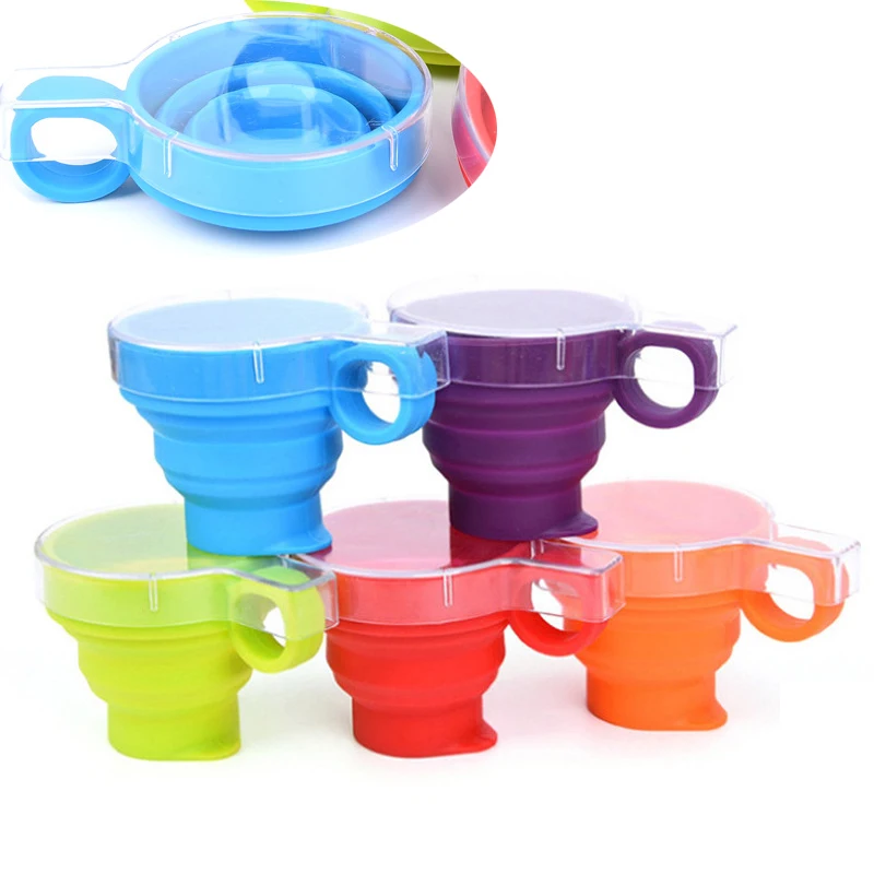 

100ML Silicone Folding Retractable Water Cup Portable Outdoor Motion Cup With Lid With Handle Household Kitchen Travel Mini Cup